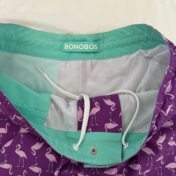 Bonobos Swim Trunks Shorts Purple Flamingos Mens 7" Inseam Summer Vacation sz 30 - Picture 3 of 8